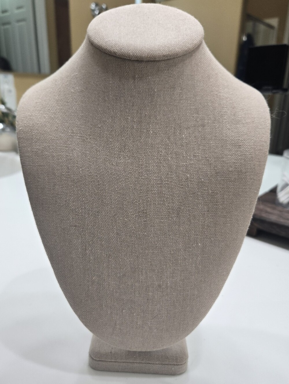 Linen Necklace Display Bust - Beige